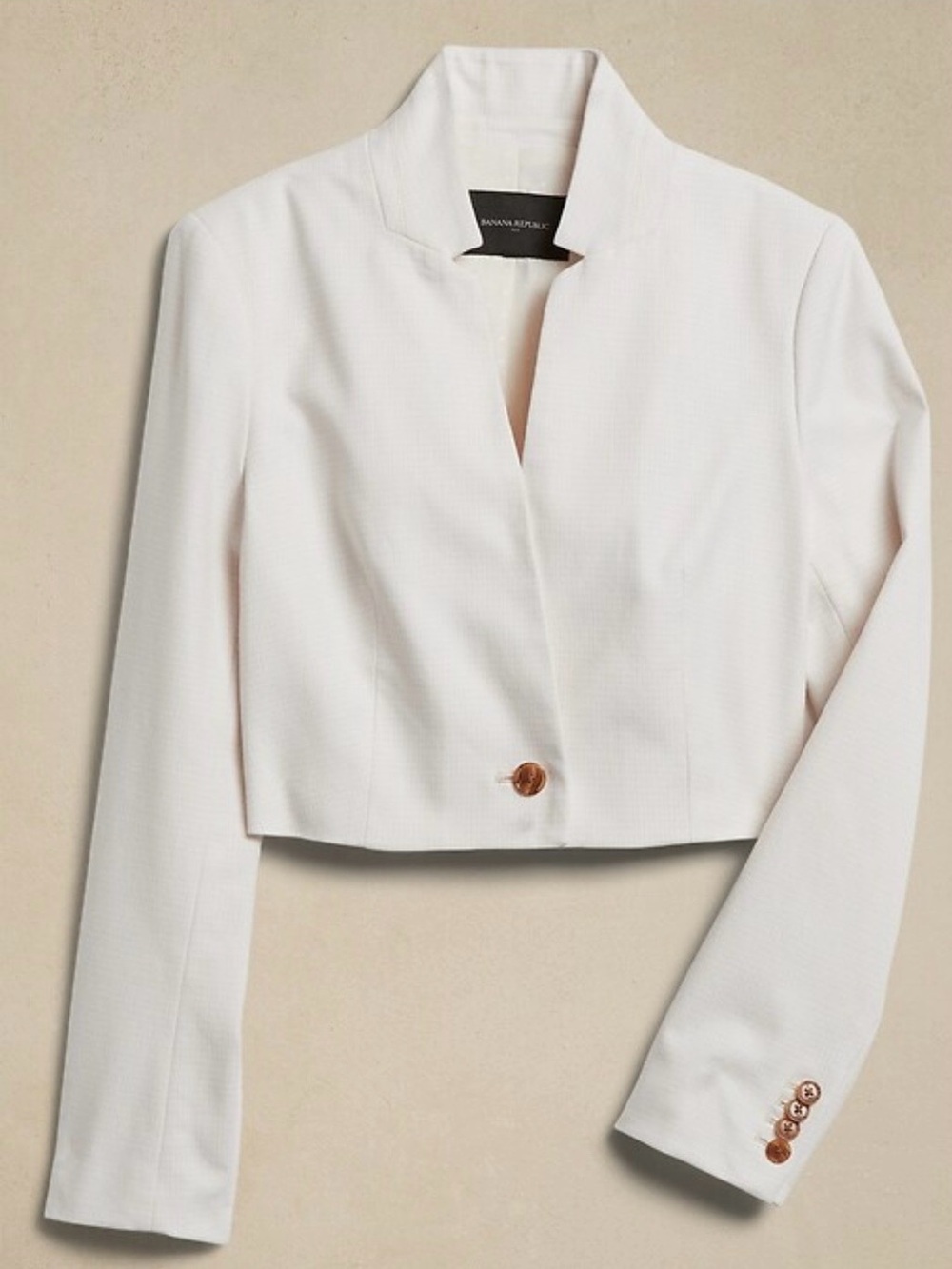 Banana Republic White Cropped Single-Button Blazer